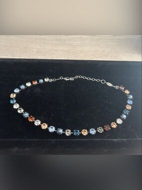 Sabika Multicolor Crystal Necklace with Blue, Amber & Clear Stones